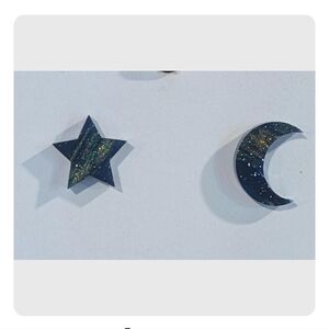 Glittering Celestial Moon & Star Earrings Hypoallergenic Mismatched